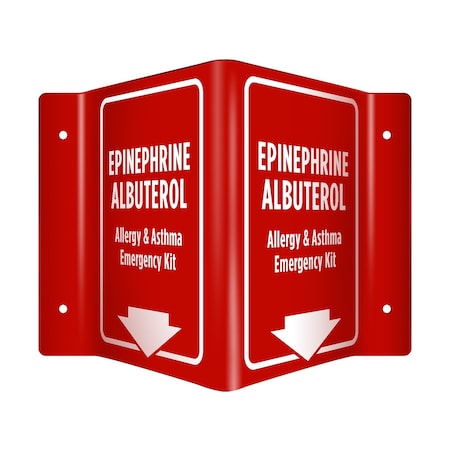 Epinephrine Albuterol  Allergy  Asthma Emergency Kit combined 3D Sign -  AEK, EN9343